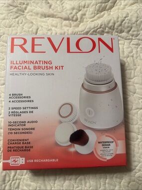 Revlon White Facial Brush Kit with Rose Gold Trim